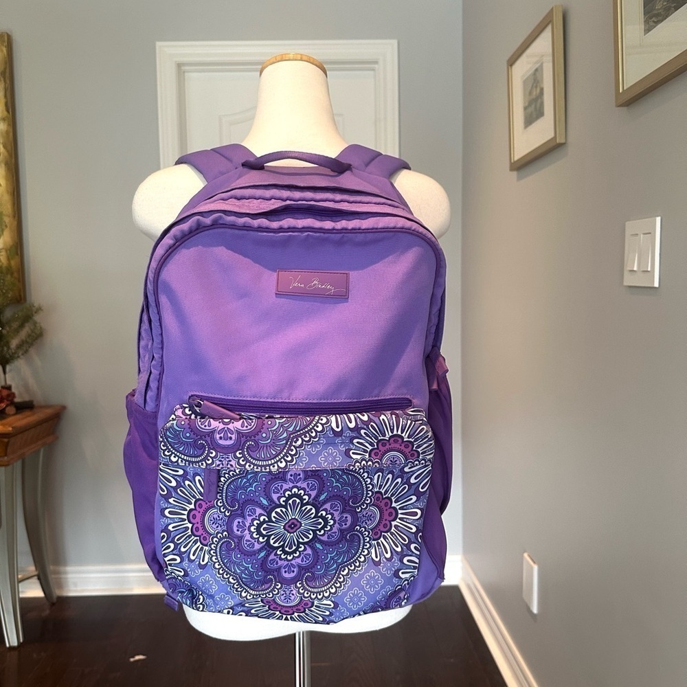 VERA BRADLEY Large Purple Colorblock Backpack  LILAC TAPESTRY